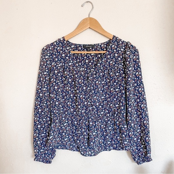 Madewell | Silk Button Front Peplum Top in Harvest Vine, XS - Picture 2 of 13